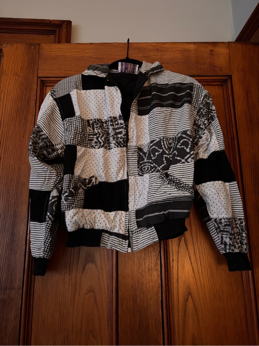 Black & White Patchwork Hooded Jacket